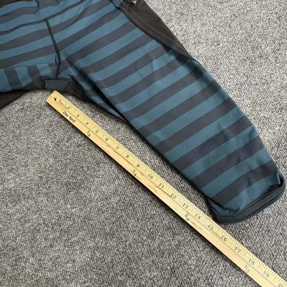 Lululemon Athletica Leggings Womens 10 Blue Stripe Run Top Speed Crop Pants